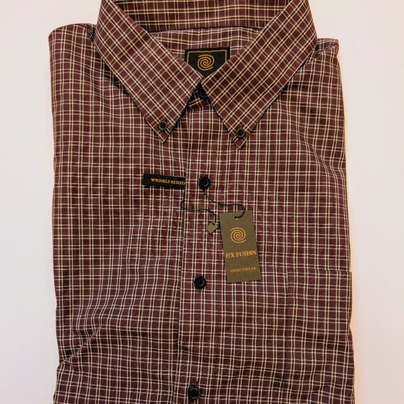 F/X Fusion Other - F/X Fusion Men's - Burgundy Check Shirt - XXL